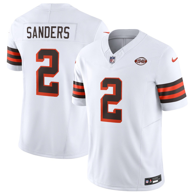 Men's Cleveland Browns #2 Shedeur Sanders White 2026 1946 Collection F.U.S.E. Vapor Limited Stitched Football Jersey